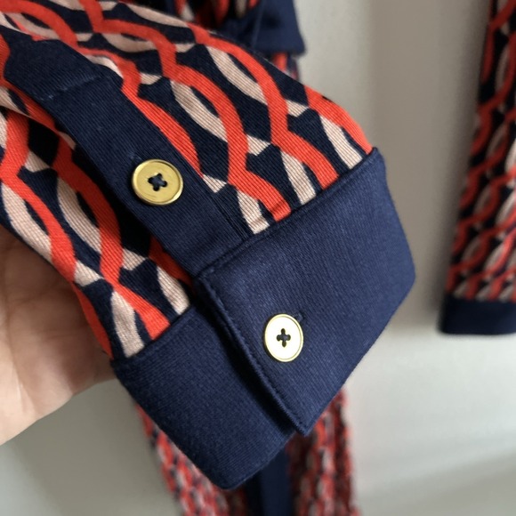 Boden Jersey Midi Tea Dress Women's Size 6 Red Blue Geometric Print - Picture 6 of 10